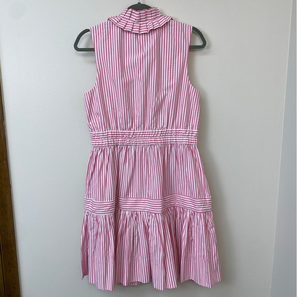 NWT, Gretchen Scott, Hope Dress Pink White Stripe Ruffle Collar Sleeveless Small - Picture 4 of 14